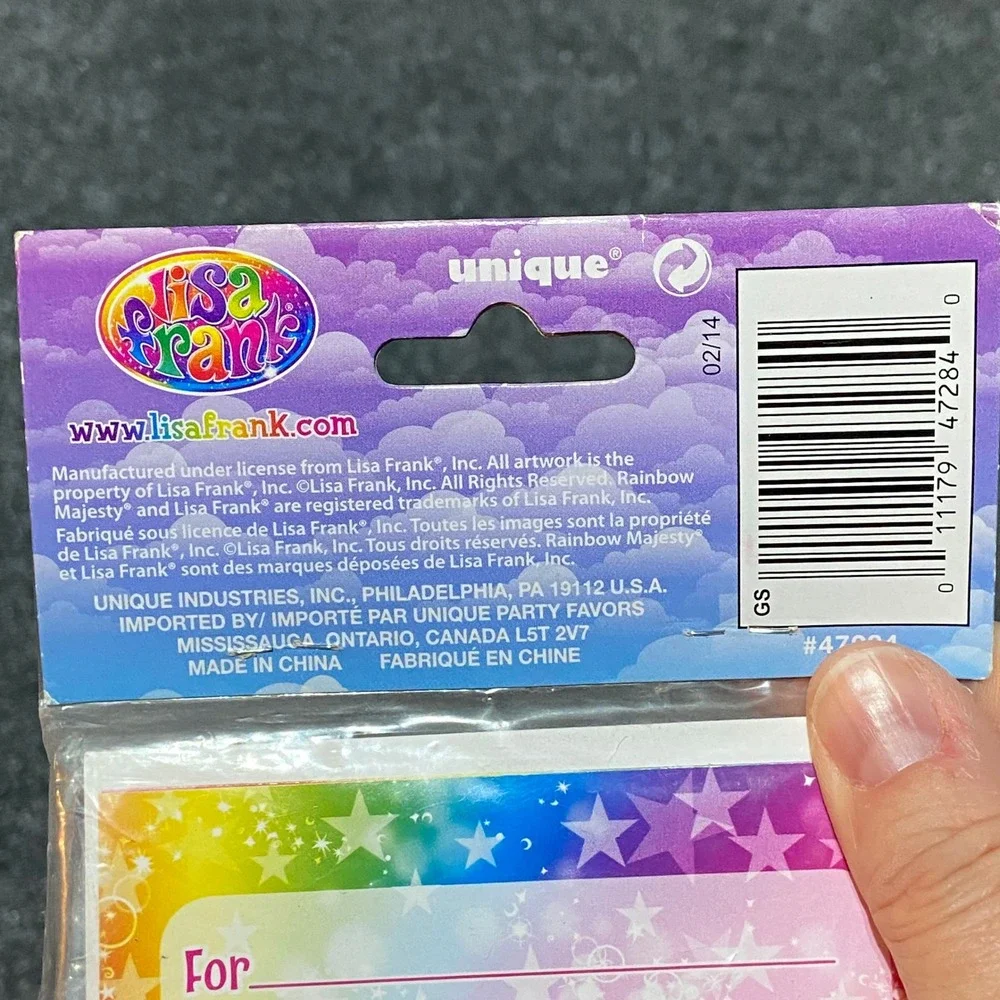 Lisa Frank Rainbow Majesty Unicorn Party Invites 32 qty Frozen Napkins Loot Bags